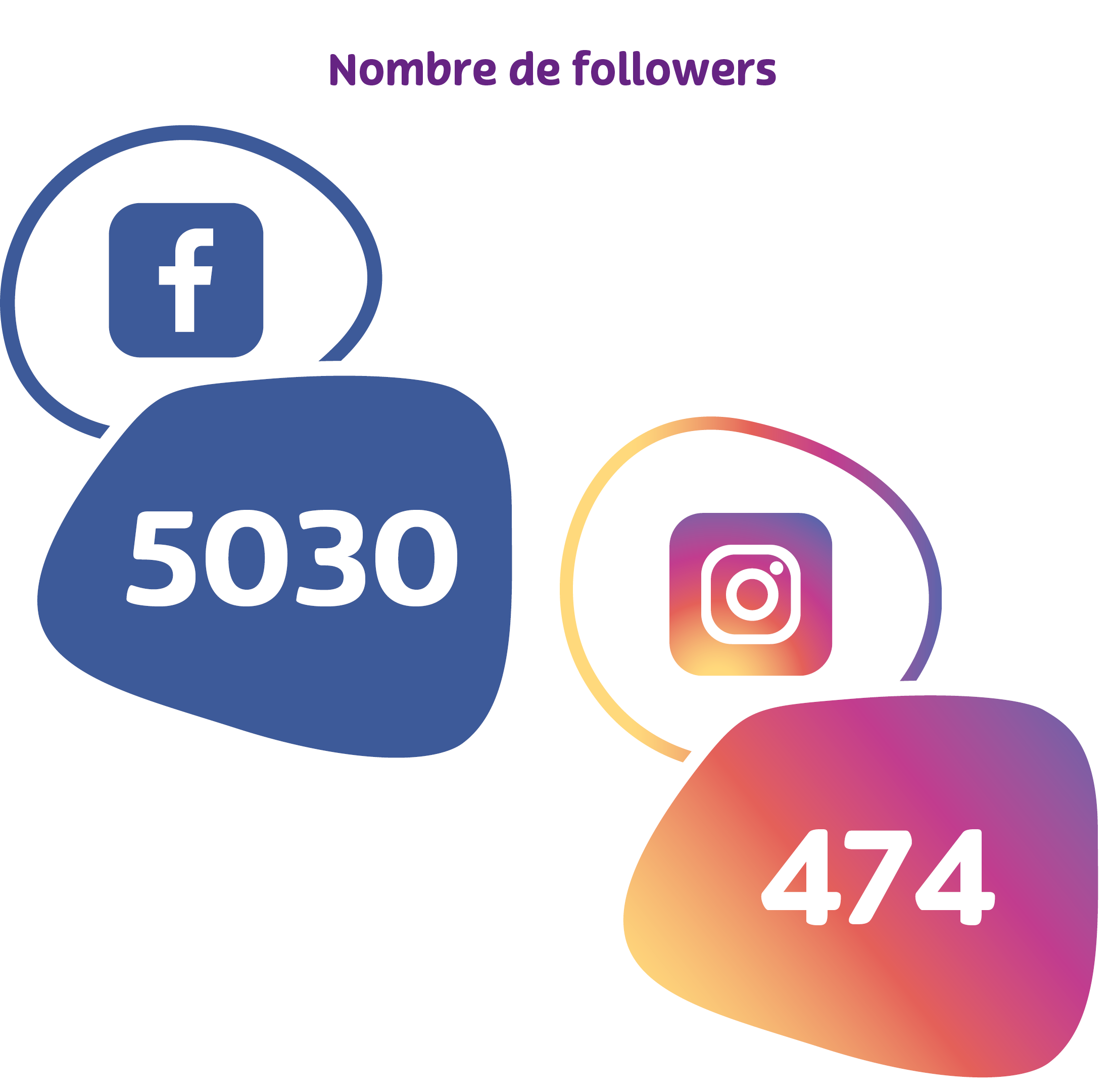 Visuel Facebook et instagram avec le nombre de followers