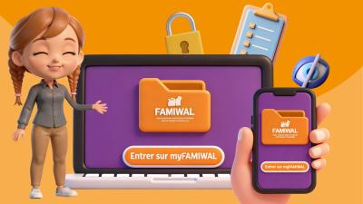 Ordinateur portable smartphone pour entrer sur myfamiwal