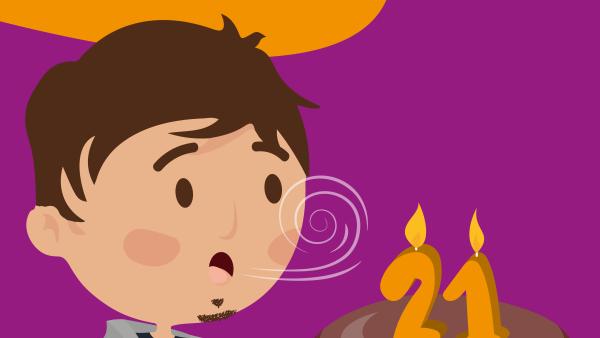 Jeune qui souffle sur sa 21ème bougie