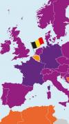 Carte de l’Europe en fonction des législations en vigueur avec la Belgique